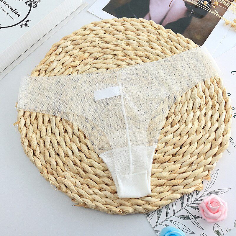 Verbazingwekkende Vrouwen Lingerie G String Lace Ondergoed Vrouwelijke Sexy T-Back Thong Slipje Japan Stijl Lage Taille Transparant knickers: white