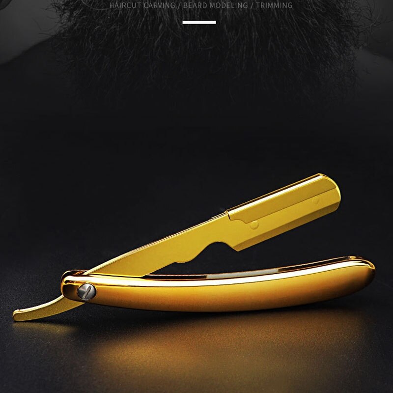 Maquinilla de afeitar recta plegable para hombre, barba Manual de acero inoxidable