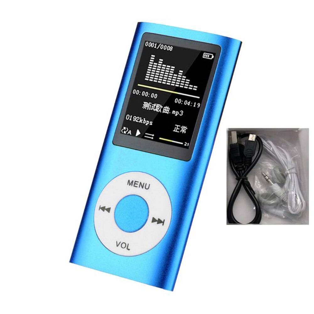 MP4 Muziekspeler Hifi MP3 Speler Digitale Lcd-scherm Voice Opname Fm Radio Recorder Speler Kaartlezer: Blauw