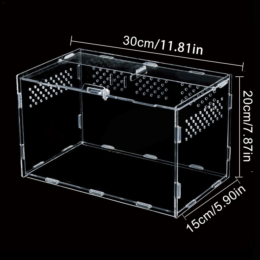 Acrylic Reptile Box For Spiders Tortoise Lizard Breeding Insect Box Vents Sliding Small Pet Terrarium Vivarium Breeding Box