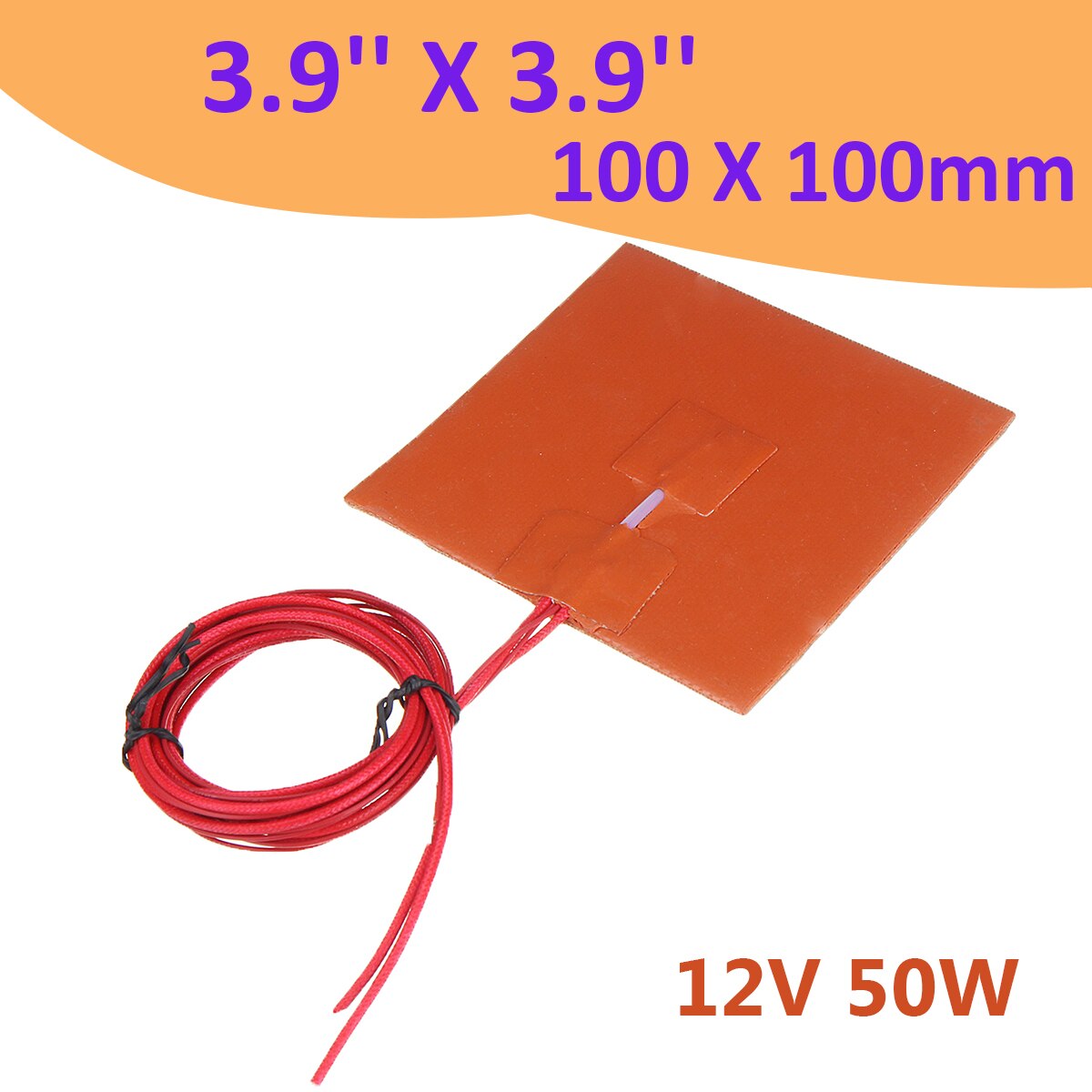 2.88Ω 12V 50W Silicone Heater Verwarming Pad W/ Thermistor Voor 3d Printer Onderdelen 100X100 Mm heater