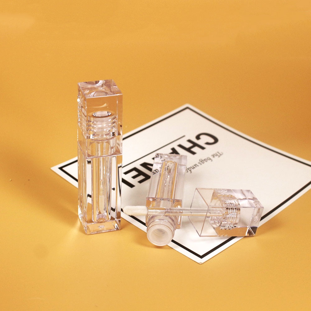 5ml kvadratisk petg plast gennemsigtig lipgloss tom tube kosmetisk lipgloss emballagebeholder