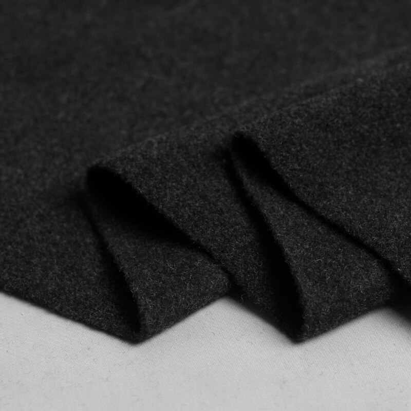 Perlemærke sort grå blød uldstof uldmaterialer efterår kvinder jakke frakke sy klæde skrædder