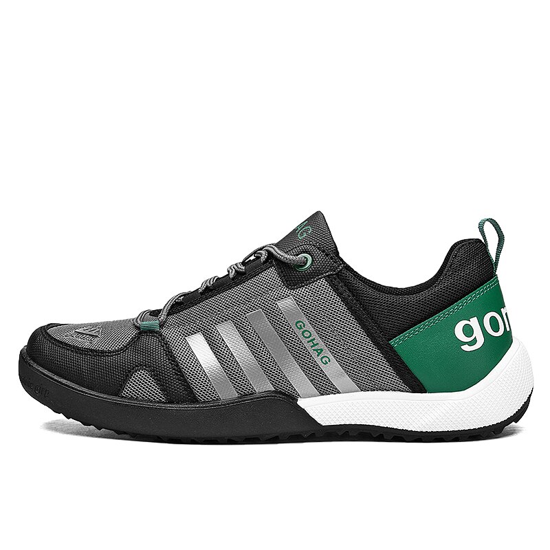 Joggesko menn sommer fritidssko for menn hvite sko for menn med snøring pustende lerretssko for menn tilfeldig sklifri svart 39: Grønn / 7.5