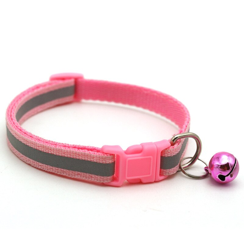 Collar reflectante para mascotas Collar campana ajustable tamaño adecuado para los gatos y suministros para mascotas perros básicos collares: Pink