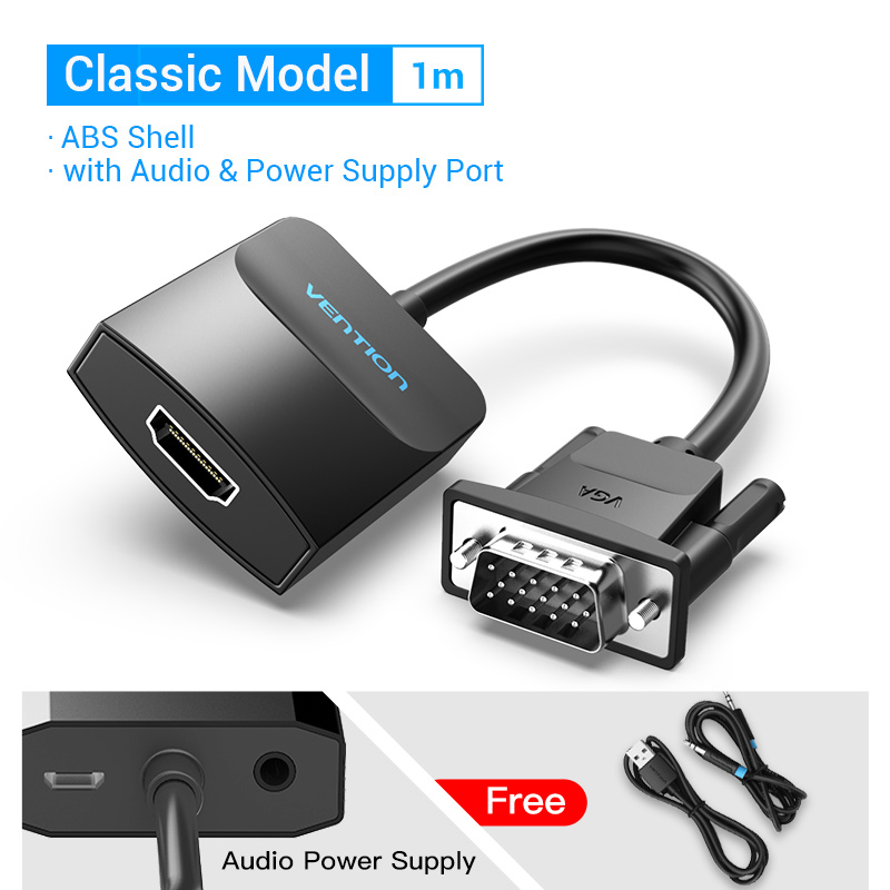 Ventie VGA naar HDMI Converter Kabel Analoge AV naar Digitale Converter Adapter met Audio 1080P voor PC Laptop naar HDTV Projector: Bruin