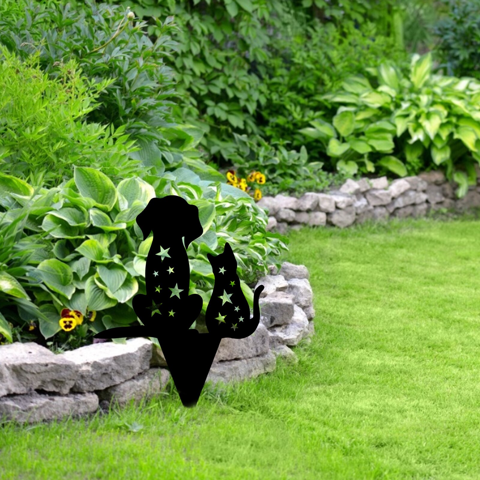 Black Cat Silhouette Stake Yard Art Acrylic Garden Decoration