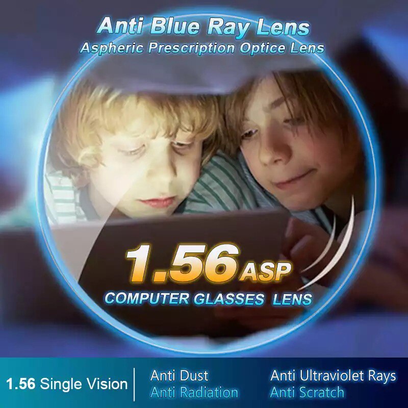 Gafas ópticas de visión única ASP para miopía, lentes para computadora de lectura anti-Rayo Azul, con corte de lente y ajuste de marco, 1,56