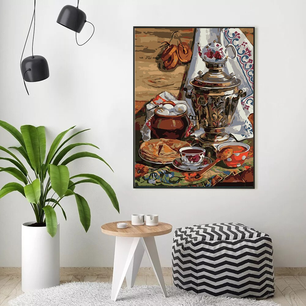 HUACAN Oil Painting By Number Food HandPainted Kits Drawing Canvas DIY Pictures Home Decoration Art