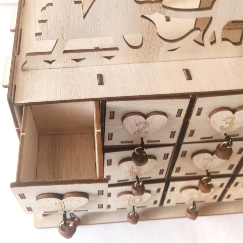 Wooden Christmas Advent Calendar House Decor DIY Wedding Ornaments Jewelry Box Christmas Advent Calendar Agenda