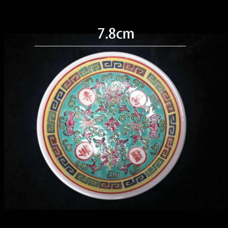 Chinese Retro Enamel Ceramic Plate Classical Longevity Without Borders Decal Decorative Plates Deep Dish Household Tableware: GR-Saucer-7.5cm