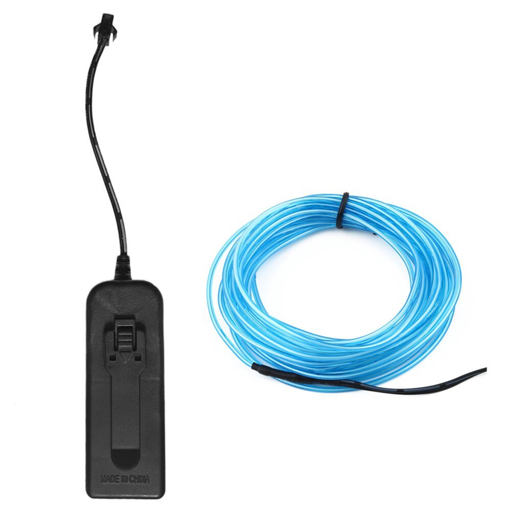3M Flexible EL Wire Tube Rope Battery Powered Flexible Neon Light Car Party Wedding Decor With Controller LED Light: light blue