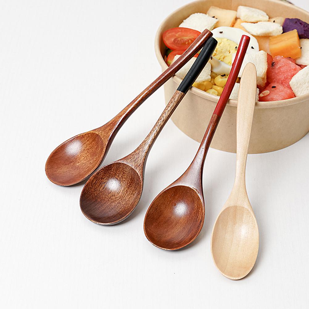 1/3PCS Household Japanese Wooden Spoon Natural Soup Spoons Bamboo Wood Spoon for Eating, Handmade Condiments Mixing Serving