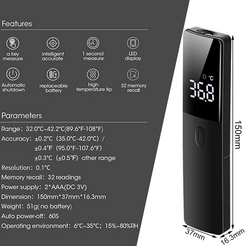 Contactloze infrarood infrarood temperatuur infrarood temperatuurmeter digitale temperatuurmeter lcd-scherm digitale thermometer