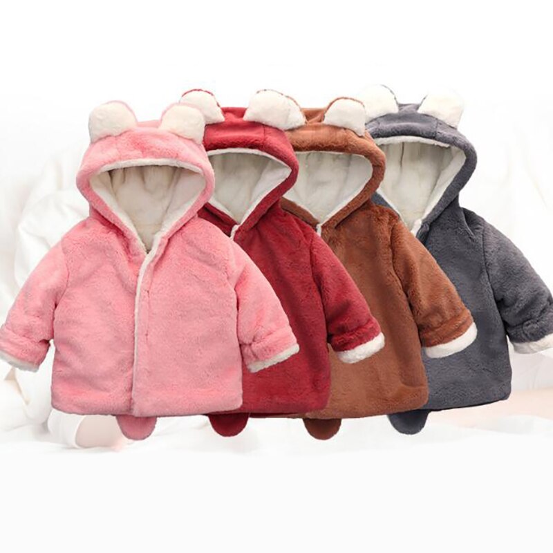 Manteau d'hiver à capuche en velours | Manteau pour bébés garçons et filles, oreilles d'ours de noël, vêtements d'extérieur en coton, YBC038
