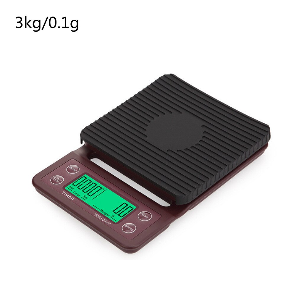 3kg/0.1g 5kg/0.1g Drip Coffee Scale with Timer Electronic Digital Kitchen Scales High Precision LCD Electronic Weight Scales: brown 3kg 0.1g