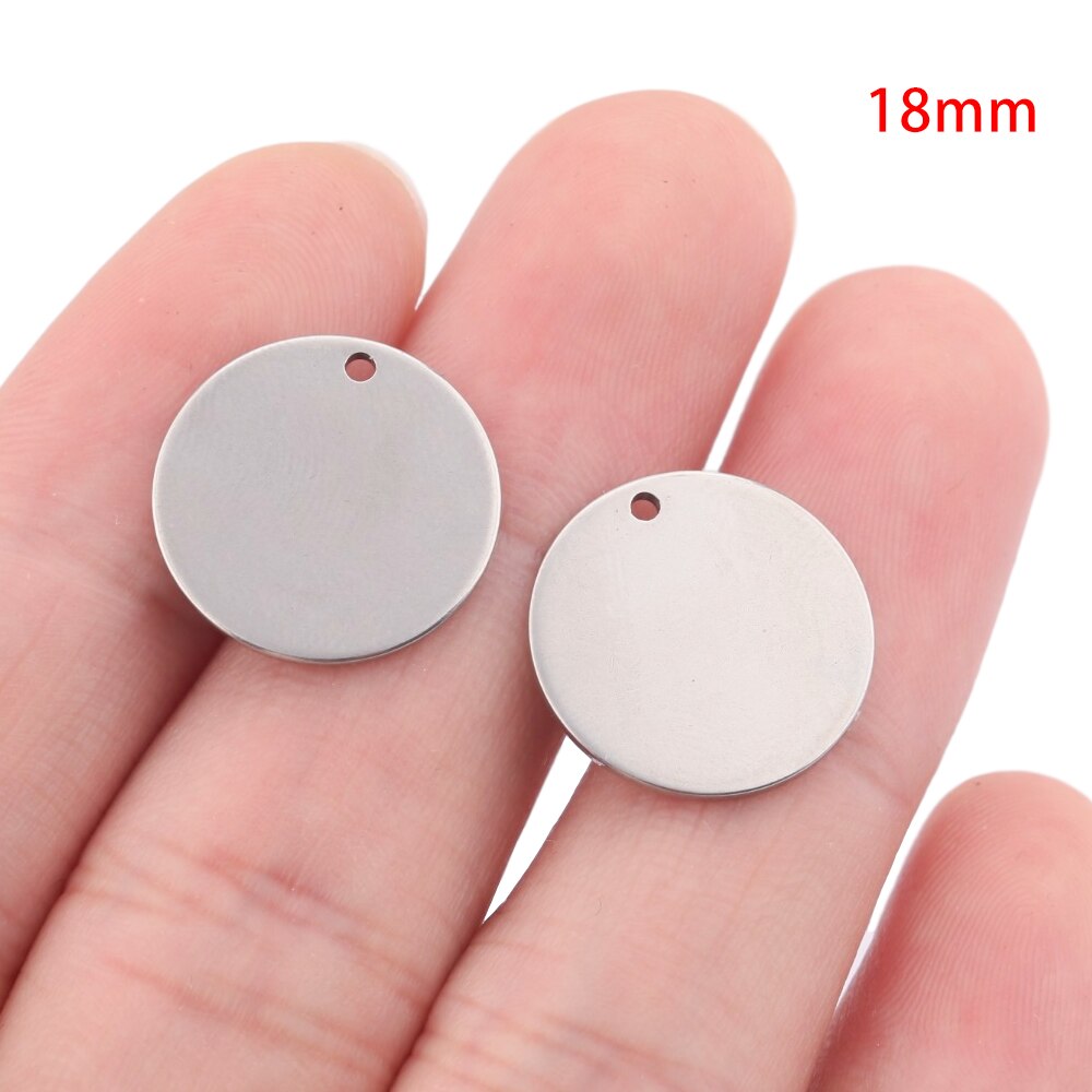 Pendentifs en acier inoxydable en métal rond estampage disque blanc breloques chien étiquettes résultats de bijoux pour pendentif collier faisant des accessoires: 18mm 20pcs