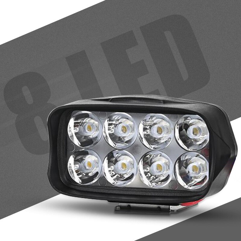 Deri Motorfiets Led Koplamp Moto Koplamp Spotlight 12W 18W 24W Motorbike Spot Head Light Werken Lamp Voor scooter Atv Utv: 8 LED