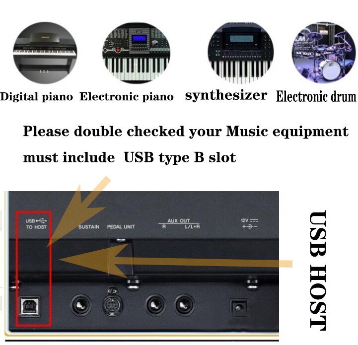 2m / 6feet micro usb Male to USB 2.0 B Male Data OTG Cable Phone tablet to Electronic piano drum
