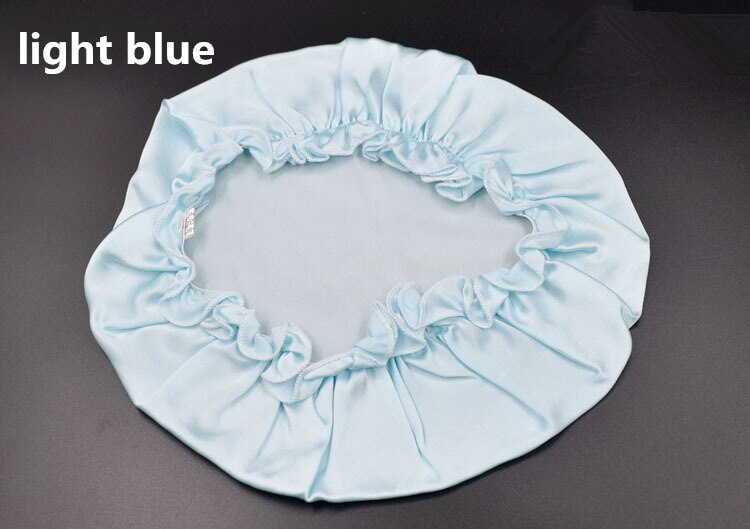 100% Mulberry Seide Kappen für Schlaf Komfortable Weiche Seide Nacht Kappe Hüte Bonnet Beanie Hut Solide Farbe Freies: light blue