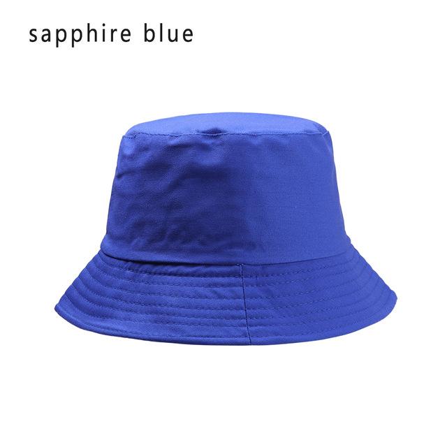 Sommer foldbar bøttehat unisex kvinder udendørs solcreme bomuld fiskeri jagt kasket mænd håndvask chapeau sol forhindre hatte: Safirblå