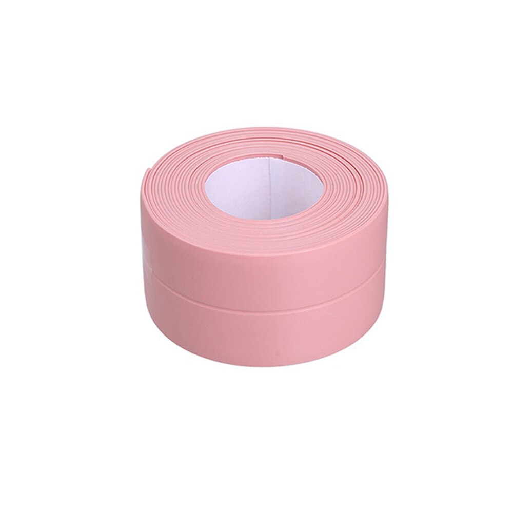 Waterproof Tape Strip Kitchen Sink Paste Gap Beauty Seam Bathroom Toilet Paste Mold Tape Super Adhesive Silicone Stickers: Type B Pink / Small 3.2mx2.2cm
