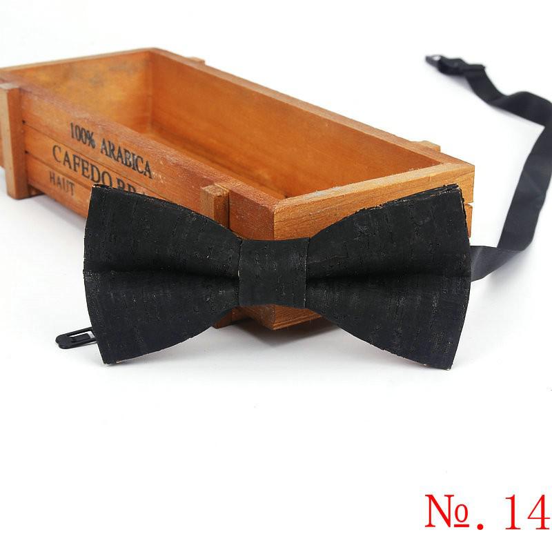 Fancy Cork Wood Men's Bow Ties Novelty Handmade Solid Bowtie Butterfly Wedding Party Man Accessories Neckwear: 14