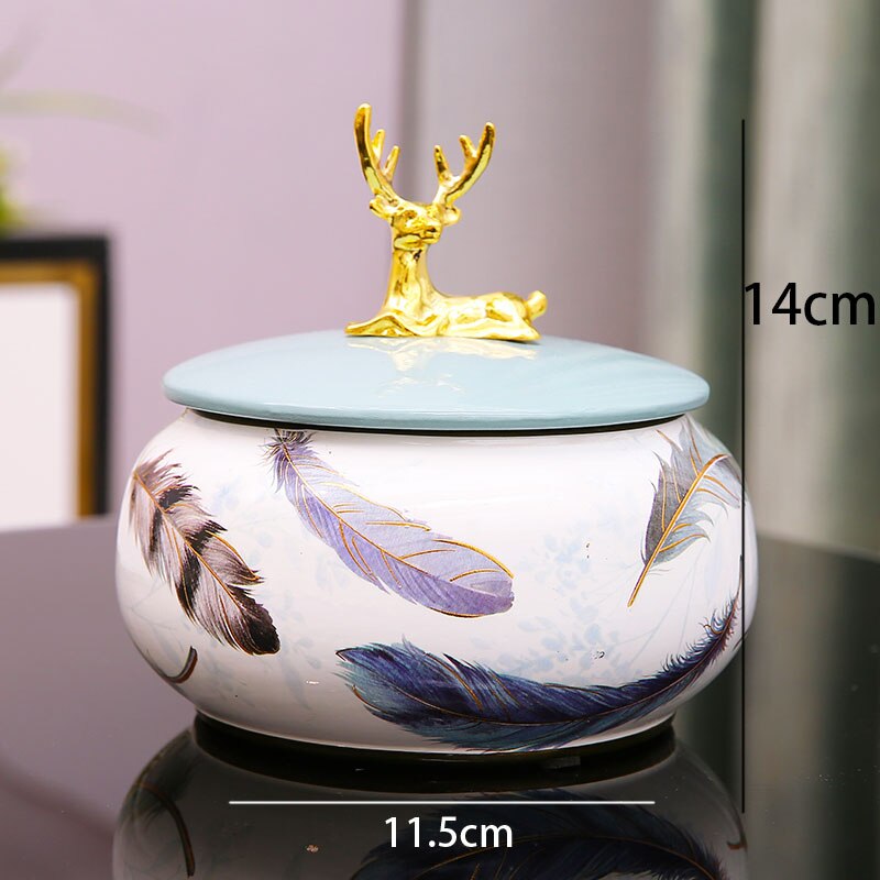 Gouden Elanden Keramische Opslag Potten Met Deksel Bloemen Decoratie Sieraden Cosmetische Organizer Jar Kaptafel Organisatie Tanks: B1-S