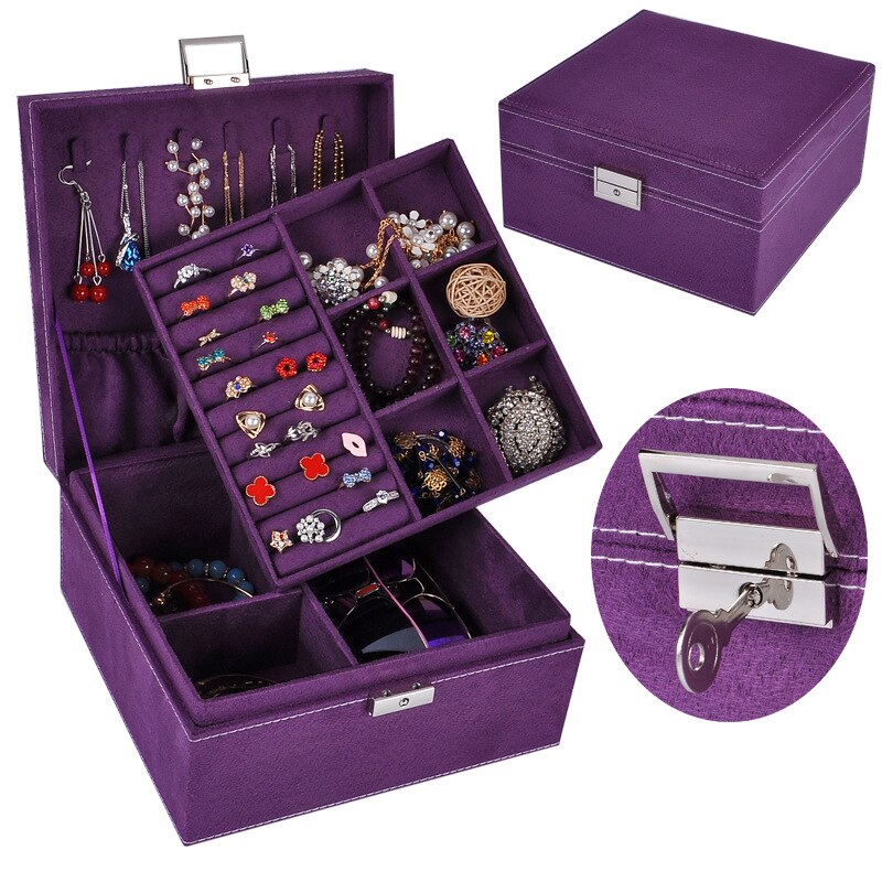 Lavendel Sieraden Dozen PU Lederen Draagbare Sieraden Case Voor Ring Armband Gift Voor Geliefden