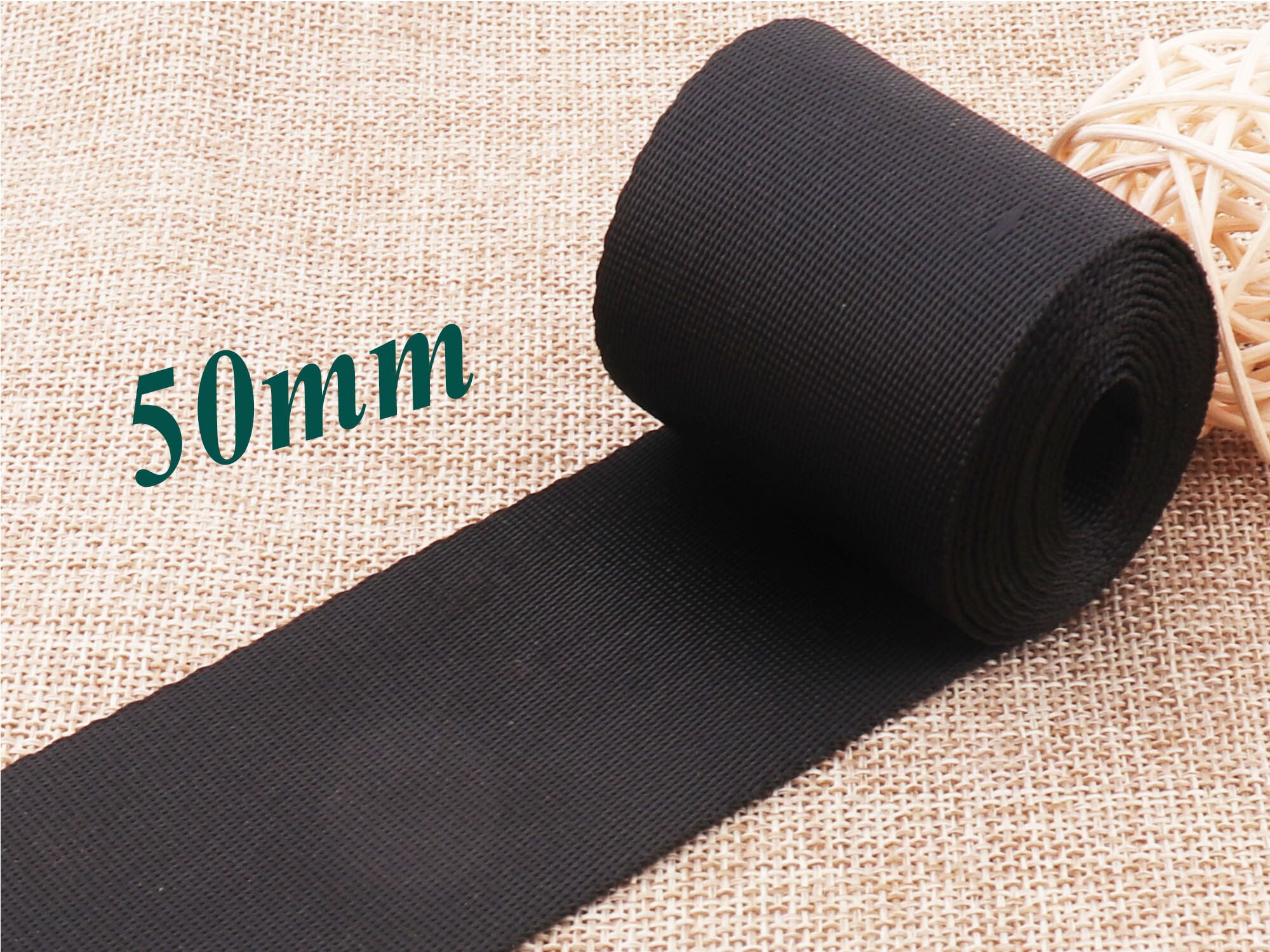 50mm/38mm/32mm svart bånd mykt glatt belte polyester bånd nøkkel fobbag stropp veske håndtak dingle vevd belte tote håndtak 2 ": 50mm-3 måler