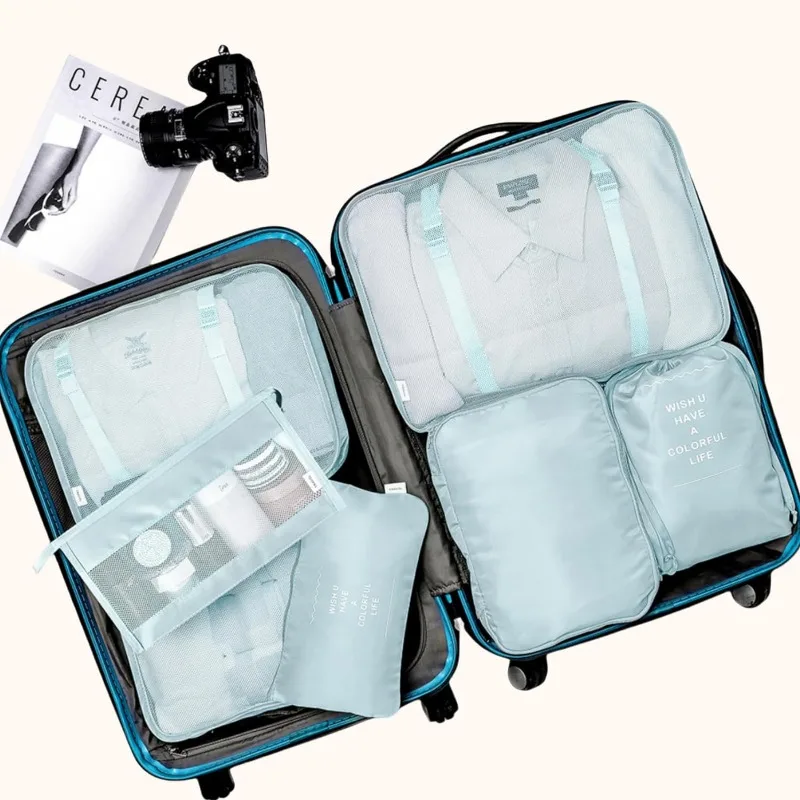 7-delige set reisorganisator opbergzakken koffer verpakking kubussen set koffers draagbare bagage kleding schoen netjes zakje opvouwbaar