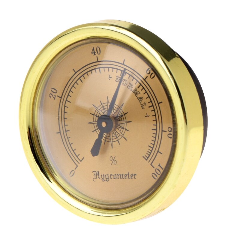 Cigar Smoking Measure Hygrometer Humidity Moisturizing 45mm Round Gold Measuring