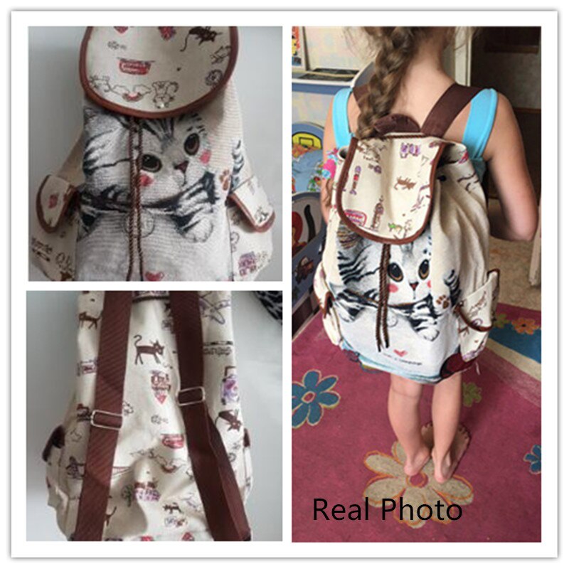 School Backpack For Teenage Girls Teenager Backpacks Girls Cat Canvas School Bag Cute Women