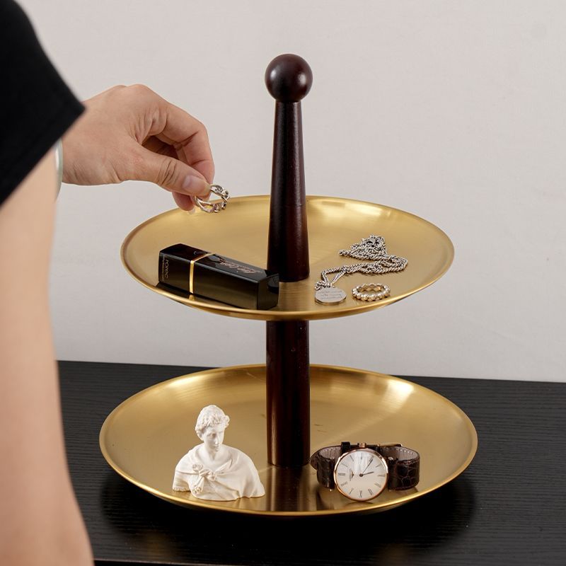 Cake Trays Nordic Luxury Stainless Steel Decorative Tray Kitchen Fruit Cake Sweets Storage Tray Home Multifunction Organizers