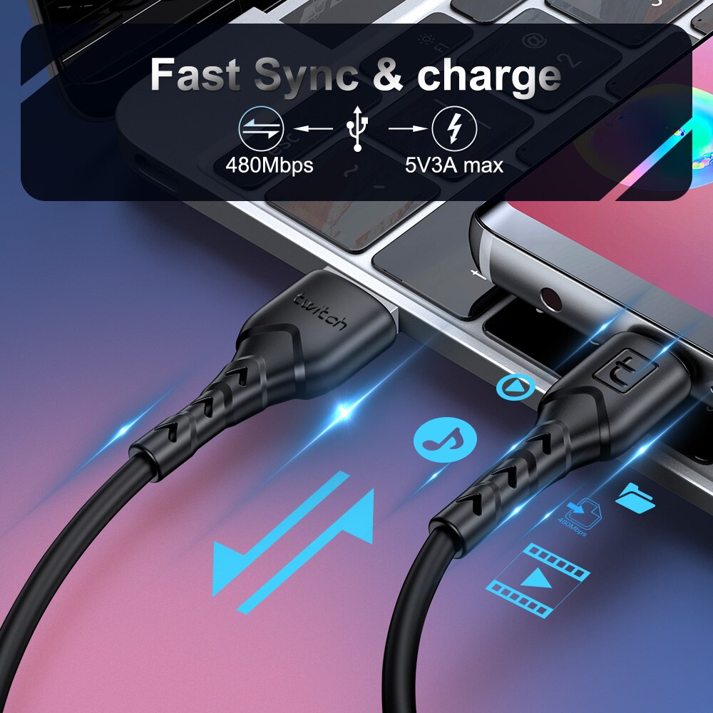 USB Type C Cable For Samsung S10 Huawei P30 Pro Fast Charge Type-C Mobile Phone Charging Wire USB C Cable For Samsung S9 S8 Plus