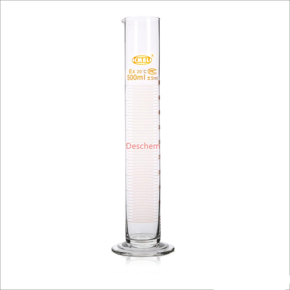 500ml Glass Measuring Cylinder W/Graduation & Spout Mouth Lab Chemistry Glassware