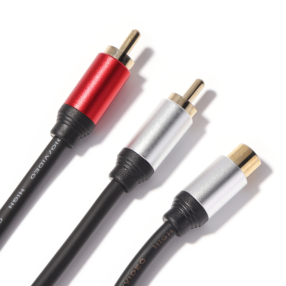 Câble audio en métal pour amplificateur de voiture, 2 RCA mâles vers 1 RCA femelle, câble séparateur Y, haut-parleur stéréo, adaptateur de caisson de basses