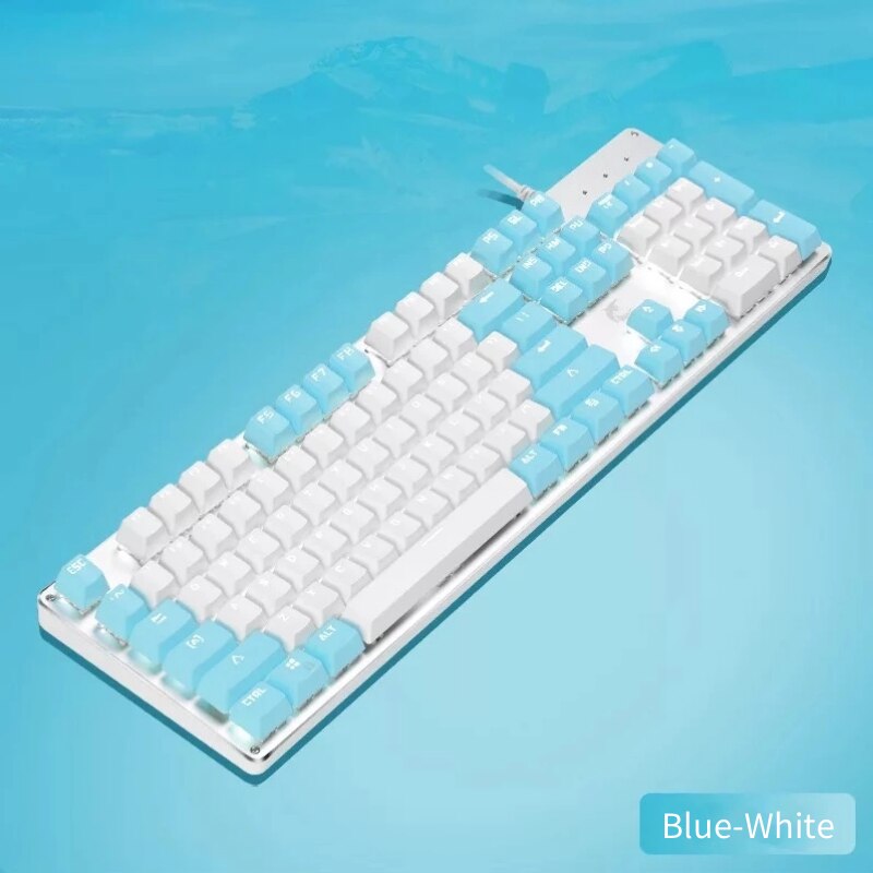 104 Keys Mechanical Keyboard Pink White Gaming USB Wired Keyboard LED Backlit Blue Switch Double Shot Keycaps For Desktop/PC