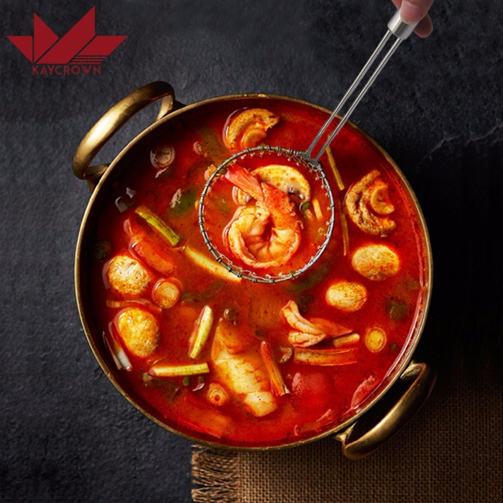 Asian Kitchen Stainless Steel Spider Strainer Wire Skimmer with Spiral Mesh Net Colanders Mesh Ladle for Kitchen Tools