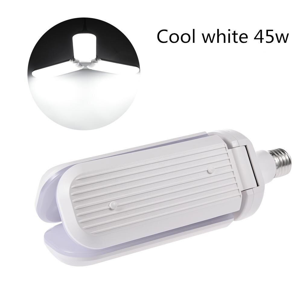 110-265V E27 Led Lamp Opvouwbare Fan Blade Lamp 30W 45W 65W Led Lamp Super bright White 6500K 3000K Voor Indoor Thuis Plafondlamp: Cool white 45w