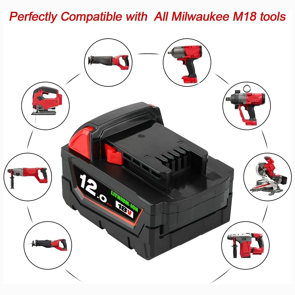 LOLRKO 18V 12.0Ah Lithium-Ionen-Akku für Milwaukee M18 Werkzeuge - Hohe Kapazität 12000mAh Ersatz