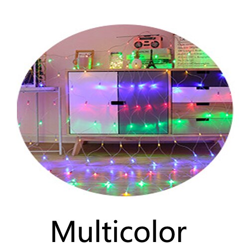 Malla de luces led para decoración, guirnalda con iluminación navideña y para bodas y festividades, para ventanas y cortinas, 2x2m/3x2m/6x4m: Multicolor / 2mX2m 144LEDs