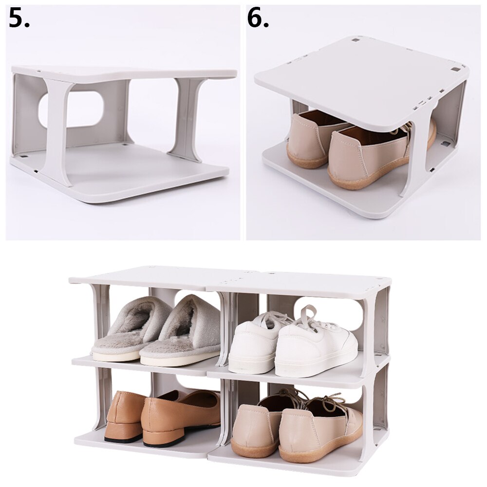 4Pcs/6Pcs Shoes Racks Shelf Large Stackable Shoes Cabinet Shelves Holds Shelf for Shoe Book Home Storage Shoes Organizer