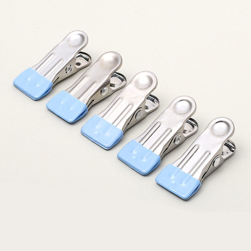 10 Stück Wäscheklammern aus Edelstahl ohne Spuren, Haken, KleiderbüGel, Wäscheklammern, Socken, Hängeclip, für Zuhause, Schrank, Bettlakenhalter: Himmel Blau
