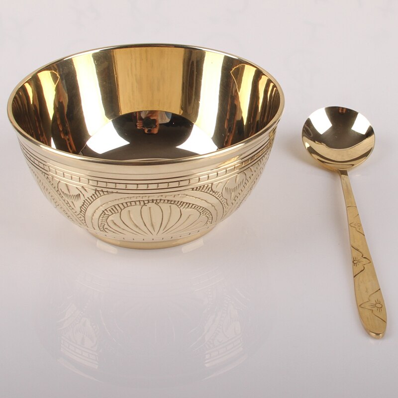 4-5-6 inch copper bowl rice bowl India imported pure copper bowl household tableware set copper chopsticks spoon noodle bowl