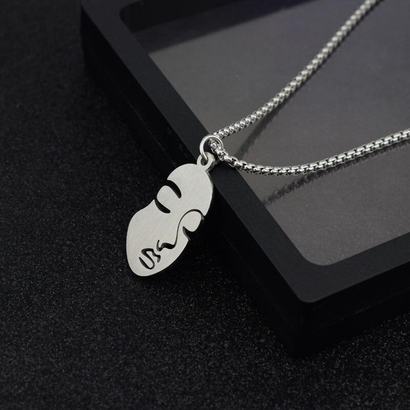 Vrouw Gezicht Hanger Ketting Rvs Kettingen Voor Vrouwen Meisje Sieraden Choker Ketting Op De Hals Vintage Accessoires