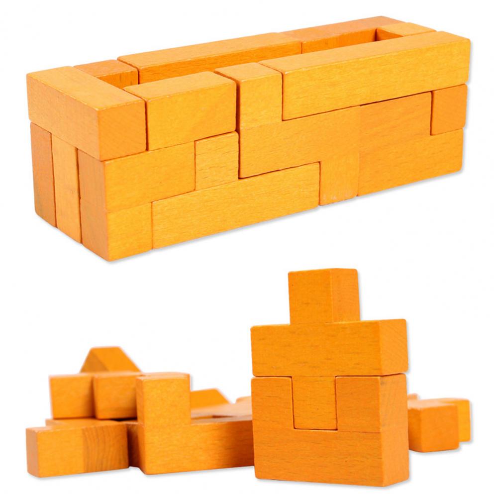 13Pcs Houten Blok Brain Teaser Puzzel Vroege Educatief Speelgoed Kids Pre-School Kleurrijke 3D Puzzel Tangram math Speelgoed