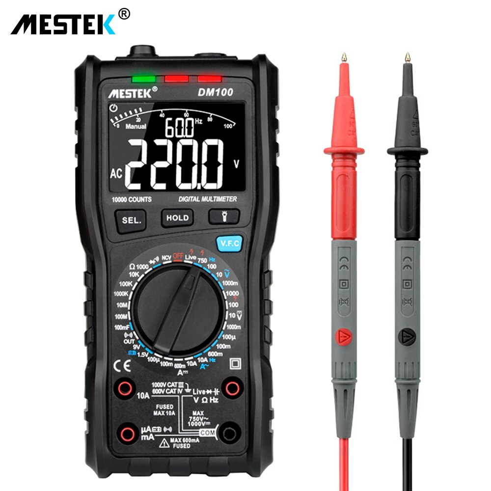 MESTEK Digital Multimeter Tester Capacitance Fast Speed DC DC 10000 Counts multimetro digital profissional Anti-burn Alarm DM100