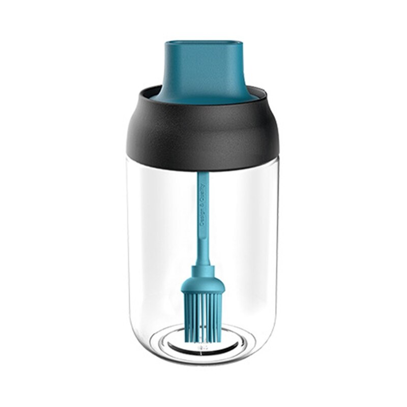 250ml High Borosilicate Glass Spice Jar Seasoning Condiment Salt Pepper Storage with Spoon Honey Stick Brush Lid Kitchen: Blue-B