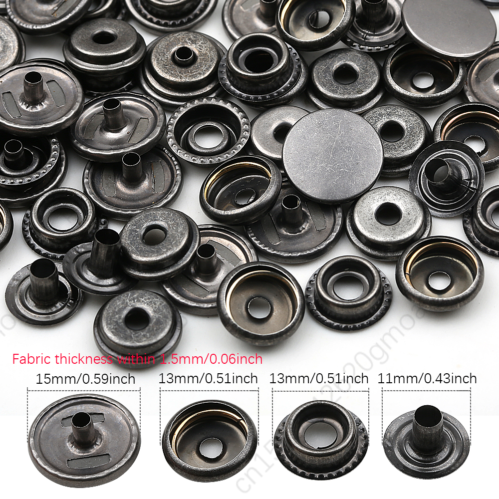 20sets/pack 10-15mm Metal Snap Buttons Sewing Accessories Botones Snaps Button For Clothing bags Leather Pressure Snap Fasteners